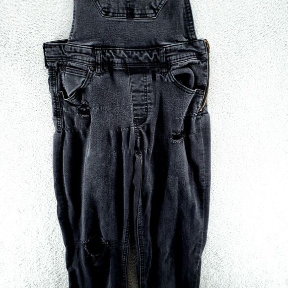 CELEBRITY PINK Boyfriend Destructed Denim Overalls Women 7/28 Racer Back Fade - Picture 3 of 16